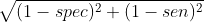 \sqrt{(1-spec)^2+(1-sen)^2}