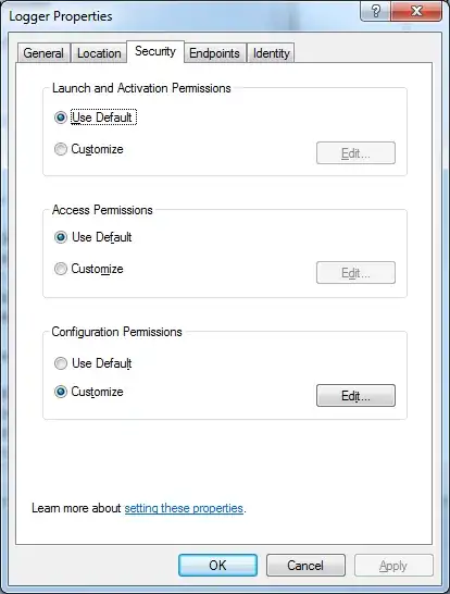 Screenshot of the Logger application property pages
