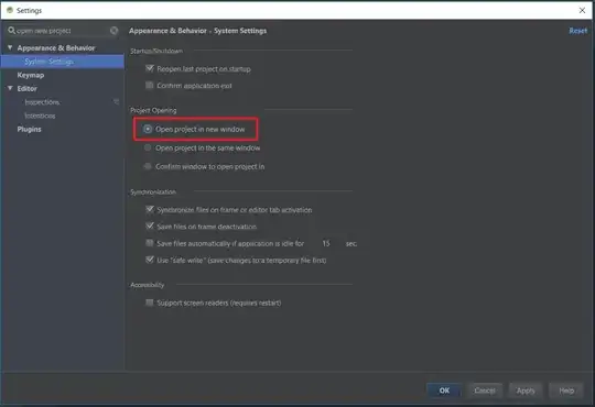Screenshot for Settings in Android Studio