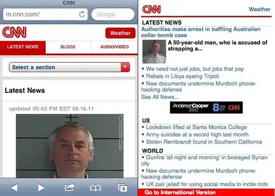 m.cnn.com side-by-side on two different devices