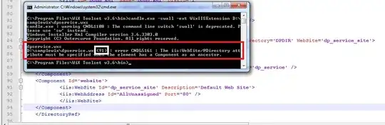 Error screen when button is pressed