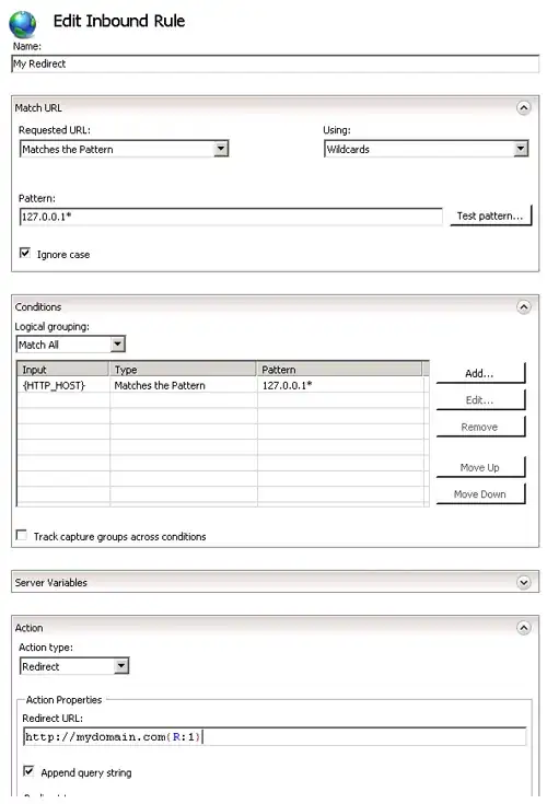 sample of how to set up URL rewrite in IIS7
