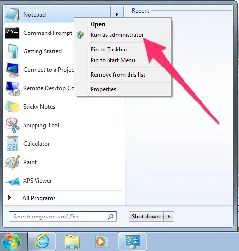 screenshots showing versions