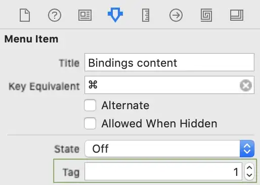 Menu Item to receive the right tag