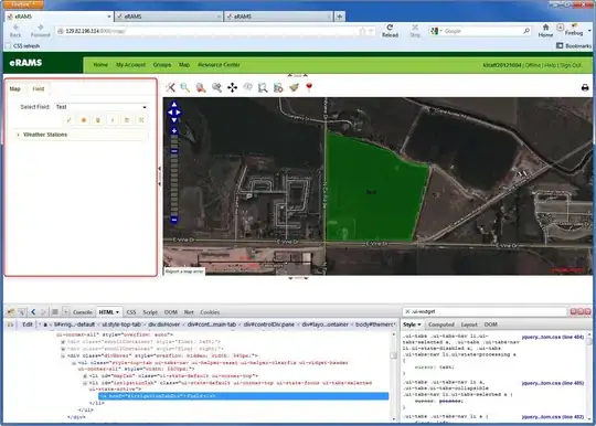 screen shot of first window in example app