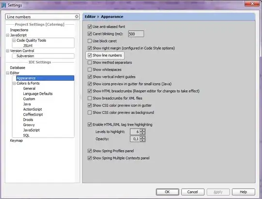 Intellij Settings search for line numbers