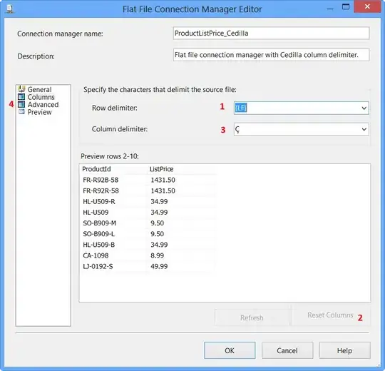 Flat File Connection Manager Editor - With Cedilla - Columns