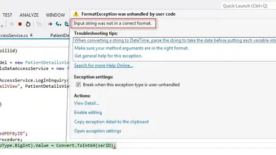 the output showed an error: