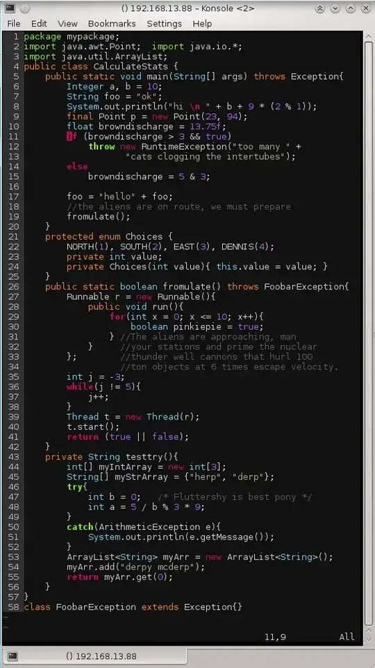 An example of the TableBuilder and sample output