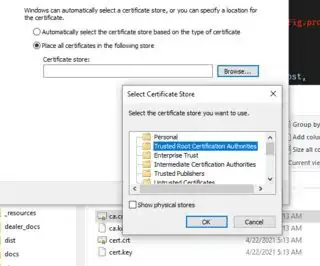Install Certificate > Store