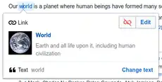 Bildschirmansicht mit dem Kontextmenü des Link-Werkzeugs