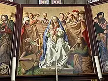 Thronende Maria mit Jesuskind. Auftragsarbeit als Ersatz für eine zerstörte Altartafel von Lucas Cranach d. Ä. mit zeitgenössischen Modellen