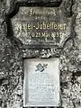 Gedenktafel für Carl Heinrich Nicolai und Wilhelm Leberecht Götzinger an einem Felsen an der Basteibrücke