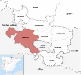 Die Lage der Comarca Cuadrilla de Añana in der Provinz Álava