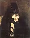 Édouard Manet:Berthe Morisot in Trauerkleidung, 1874,Privatsammlung