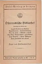 Programm der Österreichischen Bibliothek, hrsg. durch Hugo von Hofmannsthal, S. 1 und Rückseite