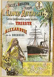 Französischsprachiges Plakat des Lloyd für den Ägypten-Dienst (um 1890)