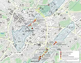 Übersichtskarte der Aachener und Burtscheider Thermalquellen