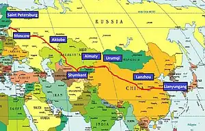 Übersichtskarte Westeuropa-Westchina-Verkerskorridor