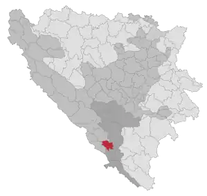 Lage der Gemeinde Čitluk in Bosnien und Herzegowina (anklickbare Karte)