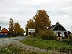 Der Ortseingang,von Medweschjegorsk kommend