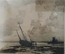 Radierung „Bei Ebbe“