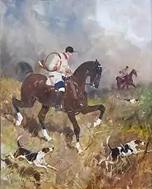 Jagdreiter mit Hunden 1892