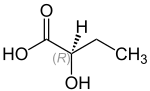 Keilstrichformel von (R)-2-Hydroxybuttersäure