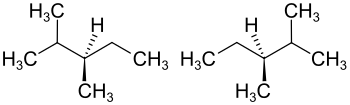 Strukturformel von (R)- und (S)-2.3-Dimethylpentan