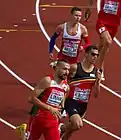 Erstes Semifinale (v. l. n. r.): Aljaksandr Linnik, Pavel Maslák, Kevin Borlée, Samuel García