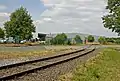 Nebenanschluss Hafenbahn Emmelsum mit den Zufahrten zu den Terminals Ostkai (li.) und Nordkai (re.), 2018