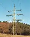 Abzweigmast der Leitung Reutlingen/West-Pfullingen bei der Gomaringer Schleifenmühle, an dem die Anlage 0704 endete, im Jahr 2005