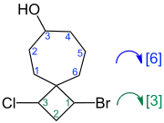 Brückenlängenermittlung:1-Brom-3-chlor-spiro[3.6]decan-7-ol