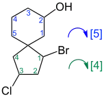 Brückenlängenermittlung:1-Brom-3-chlor-spiro[4.5]decan-7-ol