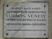 Gedenktafel - Ludwig Vesely
