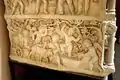 Kelterszene auf dem Sarkophag des römischen Stadtpräfekten Iunius Bassus Theotecnius