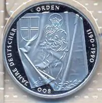 10,00 DM Sonderprägung 1991 „800 Jahre Deutscher Orden“ Bildseite
