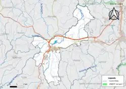 Karte des ZNIEFF Vallée de l’Aveyron der Gemeinde
