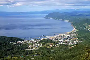 Blick auf den Ort Toyoura und die Bucht