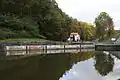 Versperrte Kanalverzweigung vor der Schleuse 1