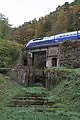 Bahnbrücke über der ehemaligen Schleuse 14 der Schleusentreppe Arzviller des Rhein-Marne-Kanals