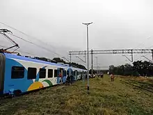 Newag Impuls am Bahnhof Police bei einer Sonderfahrt zum 140. Geburtstag des öffentlichen Verkehrs in Stettin.