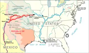 Karte des Santa Fe Trails um 1845