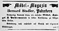 Werbeanzeige der Fa. Bernard Stadler von September 1883.