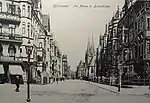 Blick durch die Straße Im Moore in Richtung Lutherkirche;Ansichtskarte um 1900