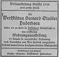 Werbeanzeige der Fa. Bernard Stadler von März 1911.