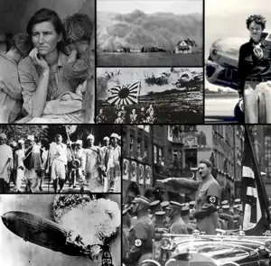 Montage von wichtigen Ereignissen der 1930er Jahre