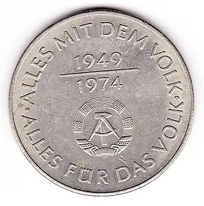 Münze zu 25 Jahre DDR