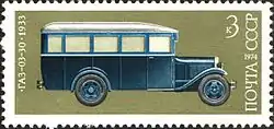 Ein GAZ-03-30 von 1933 auf einer sowjetischen Briefmarke
