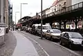 Skalitzer Straße mit U-Bahnhof Görlitzer Bahnhof, Blick von Osten, 1991